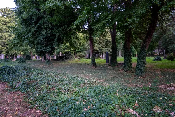 奥尔萨尼公墓 Olsany Cemeteries 是捷克共和国布拉格最大的墓地 曾计划举行多达200万次的葬礼 墓园以其许多引人注目的新艺术纪念碑而闻名 — 图库照片
