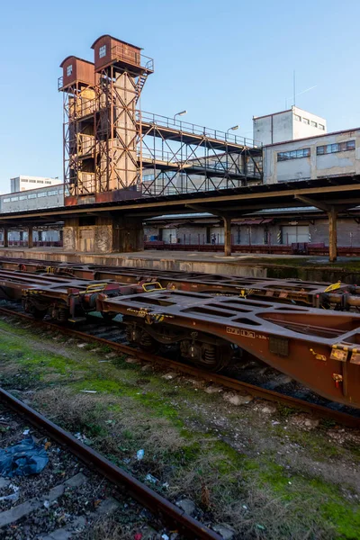 stock image Praha-ikov freight railway station is a railway station formerly used for rail freight transport, located in the ikov district of Prague, Czech Republic. It was originally opened in 1936 and ceased operations in 2002.