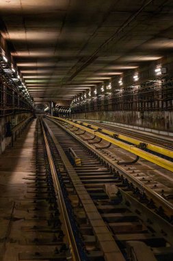 İstasyonlar arasındaki metro tüneli Vysehrad ve I.P. Pavlova
