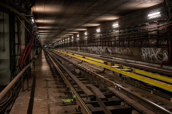 İstasyonlar arasındaki metro tüneli Vysehrad ve I.P. Pavlova