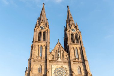 Neo-Gothic Catholic church at Namesti Miru (Peace Square) in Prague's Vinohrady, built on plans of Josef Mocker in 1888-1892. clipart