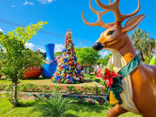 Panama San Felix Park December 2022 Christmas Statues Decorations — Stock Photo, Image