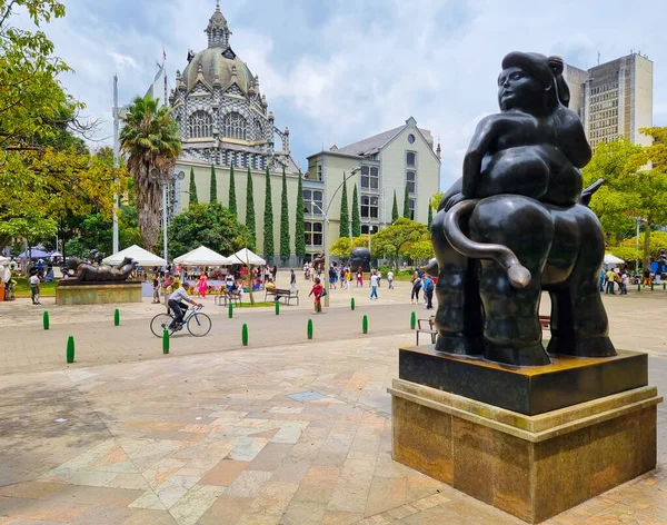 Colombia Medellin May 2023 Botero Square Panoramic View Stock Picture