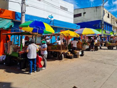 Kolombiya, Santa Marta, 18 Haziran 2023. Meyve ve ve sebze pazarında duruyor.