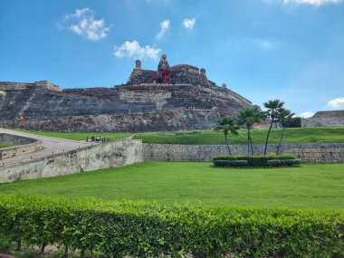 Kolombiya, Kartagena de Indias, 17 Ekim 2024, San Felipe Kalesi, panoramik manzara