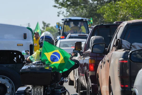 Campo Grande Brasil Novembro 2022 Motociclista Com Bandeira Brasil Nas — Fotografia de Stock