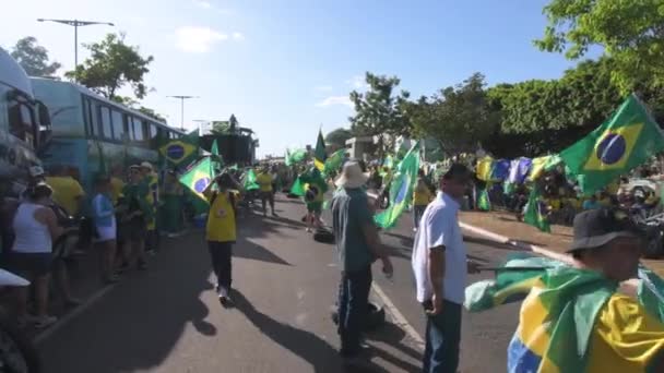 格兰德 Campo Grande 2022年11月6日 在卢拉选举后街头要求联邦干预的抗议者 Duque Caxias Avenue Front Cmo — 图库视频影像