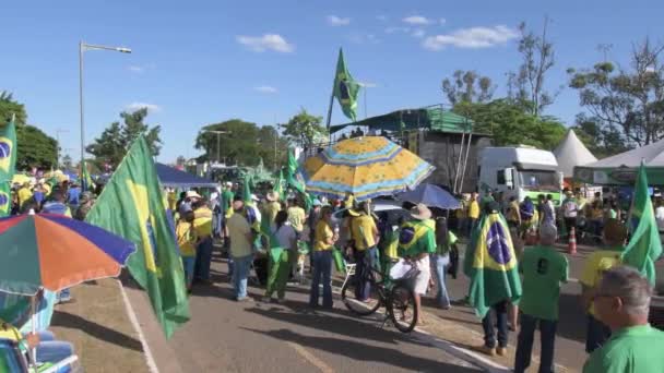 Campo Grande Βραζιλία Νοεμβρίου 2022 Διαδηλωτές Στους Δρόμους Ζητώντας Ομοσπονδιακή — Αρχείο Βίντεο
