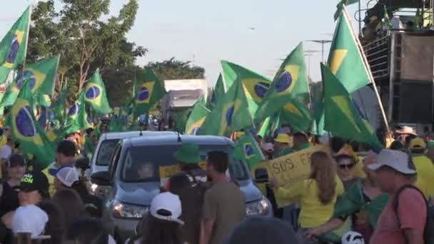 格兰德 Campo Grande 2022年11月6日 在卢拉选举后街头要求联邦干预的抗议者 Duque Caxias Avenue Front Cmo — 图库视频影像