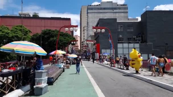 Sao Paulo Brazil December 2022 Walking Galvao Bueno Street Liberdade — Video