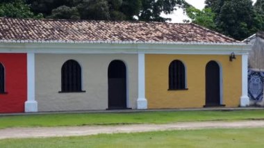 Porto Seguro, BA, Brazil - January 03, 2023: colored historic buildings of the Historic Center of Porto Seguro.