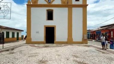 Arraial d'Ajuda, district of Porto Seguro, BA, Brazil - January 04, 2023: view of Nossa Senhora d'Ajuda mother church at the Historic Center of Arraial d'Ajuda.