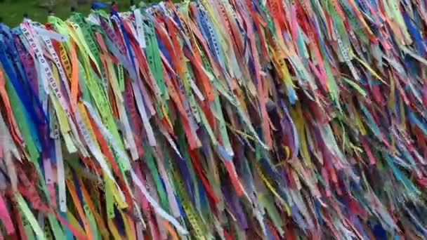 Porto Seguro Brazil January 2023 Colored Ribbons Called Fitinhas Hung — Αρχείο Βίντεο