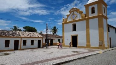 Arraial d'Ajuda, district of Porto Seguro, BA, Brazil - January 04, 2023: view of Nossa Senhora d'Ajuda mother church at the Historic Center of Arraial d'Ajuda.