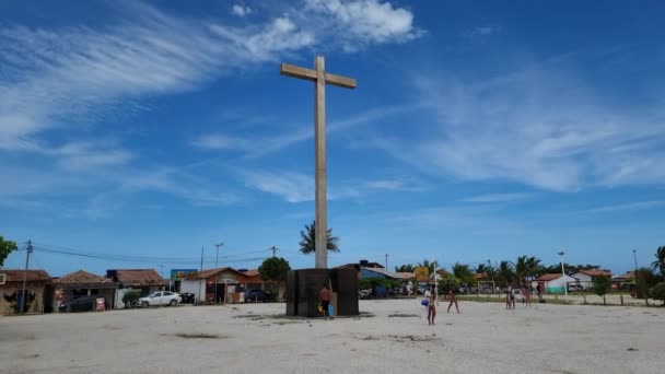 Santa Cruz Cabralia Brazil January 2023 Cross Coroa Vermelha Monument — Stockvideo