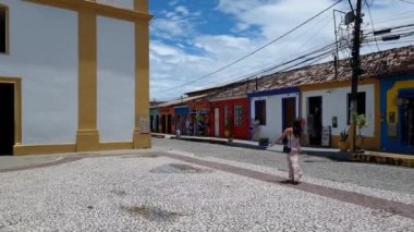 Arraial d'Ajuda, district of Porto Seguro, BA, Brazil - January 04, 2023: view of Nossa Senhora d'Ajuda mother church at the Historic Center of Arraial d'Ajuda.
