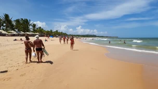 Trancoso Distriktet Porto Seguro Brasilien Januari 2023 Människor Stranden Nativos — Stockvideo
