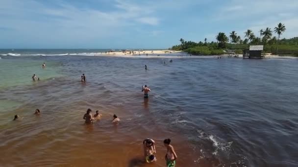 Trancoso Район Порту Сегуро Бразилія Січня 2023 Зустріч Вод Річки — стокове відео