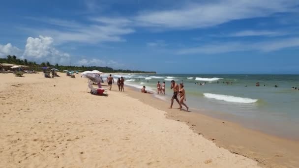 Trancoso District Porto Seguro Brazil January 2023 Bathers Nativos Beach — Vídeo de Stock
