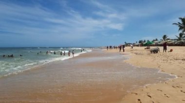 Trancoso, district of Porto Seguro, BA, Brazil - January 06, 2023: view of Nativos beach, a beautiful beach in northeastern Brazil. Tourist destination of Trancoso.