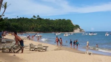 Porto Seguro, BA, Brazil - January 07, 2023: the Praia Do Espelho beach, famous tourist destination of Caraiva, coast of the Brazilian northeast.