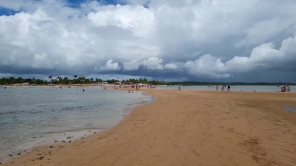 Widok Plażę Coroa Vermelha Miejscowość Turystyczna Stanu Bahia Historyczna Plaża — Wideo stockowe