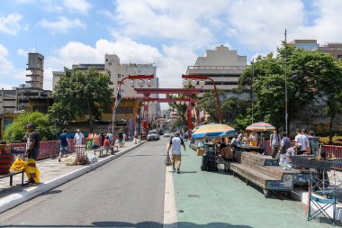 Sao Paulo, SP, Brazil - December 31, 2022: view of Liberdade, Japanese-themed neighborhood, on Galvao Bueno street .