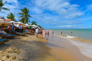 Arraial d'Ajuda, Porto Seguro, BA, Brazil - January 04, 2023: view of Praia do Mucuge, a tourist beach in northeastern Brazil.