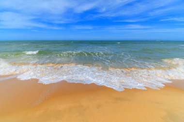 Brezilya 'nın kuzeydoğu plajı, Trancoso, Nativos Sahili, Porto Seguro - Bahia Eyaleti. Yaz boyunca tropik Brezilya plajı.