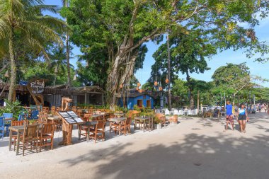 Trancoso, Porto Seguro bölgesi, BA, Brezilya - 06 Ocak 2023: Trancoso Quadrado, restoranları ve barları olan bir turizm merkezi..