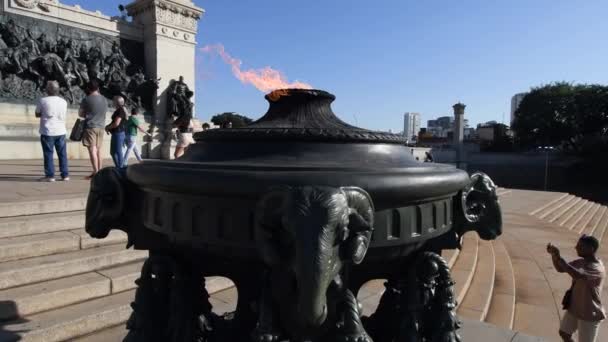 Сан Паулу Бразилия Июня 2023 Года Костер Памятника Независимости Бразилии — стоковое видео