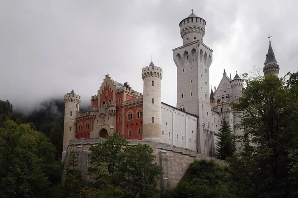 Замок Нойшванштейн Фассені Приголомшливий Неоготичний Палац Xix Століття Найвідоміша Пам — стокове фото
