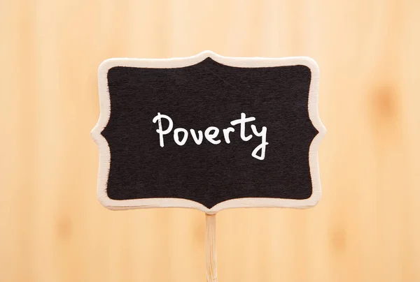 Pobreza Cartão Com Texto Quadro Negro Sobre Questões Sociais Problemas — Fotografia de Stock