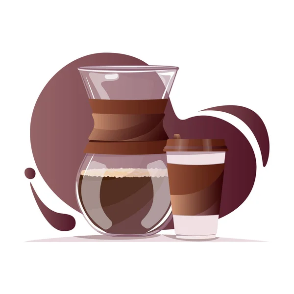 Kaffeemaschine Und Pappbecher Aus Glas Vorhanden Kaffeepause Café Oder Café — Stockvektor