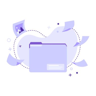 Belgeli kağıt klasörü. Uçuş belgelerini içeren dosya klasörü. Çerçevede uçan kağıt çarşaflar, resimler ya da fotoğraf. Ofis işi, planlama, zaman yönetimi, program ve çevrimiçi eğitim kavramı