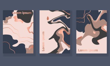Soyut kapaklar ayarlandı. Kitap kapağı tasarımı. Soyut ticari el ilanı şablonu. Sıvı boya ve sıvı mermer boya etkisi. Yaratıcı afiş arkaplanı
