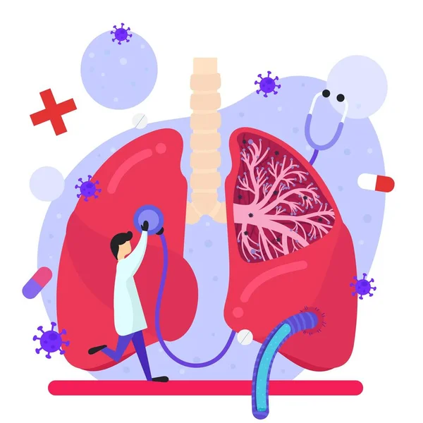 Концепция Пульмонологии Физическая Дыхательная Системы — стоковый вектор