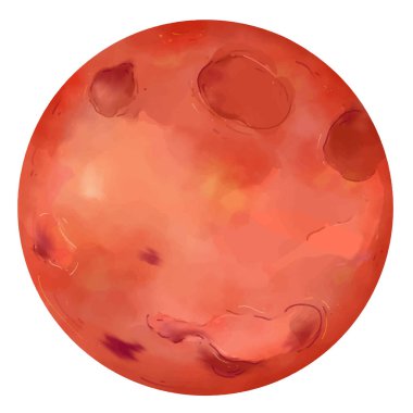 El yapımı suluboya Mars. Mars dördüncü gezegen..