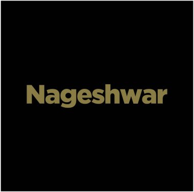 Nageshwar (Lord Shiva) jyotirlinga tipografisi altın rengiyle. Nageshwar harfleri.