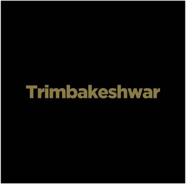 Altın renkli Trimbakeshwar (Lord Shiva) jyotirlinga tipografisi. Trimbakeshwar harfleri.