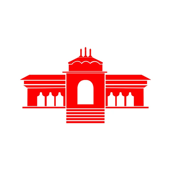 Badrinath Dham Tempel Vektor Ikon Röd Färg Badrinath Symbol — Stock vektor