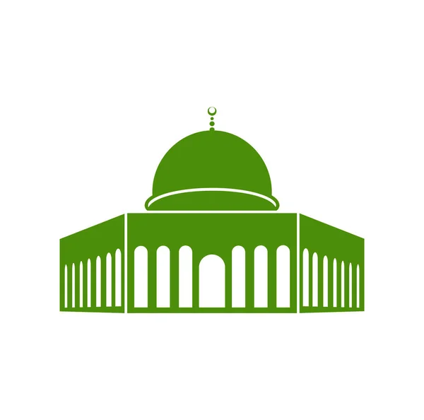 阿克萨清真寺绿色图标 阿克萨清真寺 — 图库矢量图片