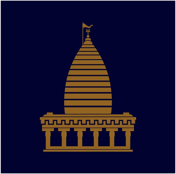 Temple Vaidyanath Temple Shiva Seigneur Dans Icône Couleur Dorée — Image vectorielle