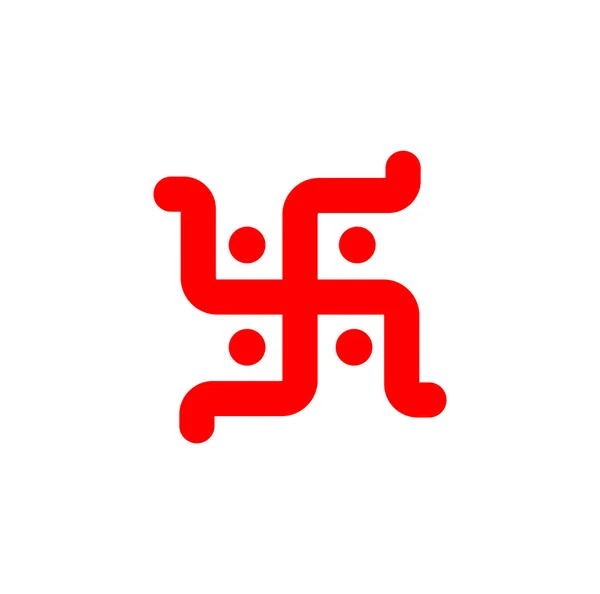 Sagrado Símbolo Vetor Suástica Hindu Ícone Suástica Vermelha — Vetor de Stock