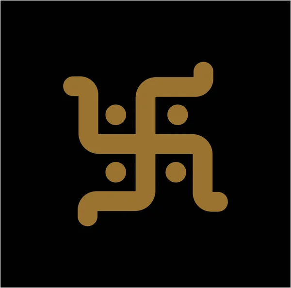 Золота Свастика Чорному Тлі Індуський Святий Знак Свастіка — стоковий вектор