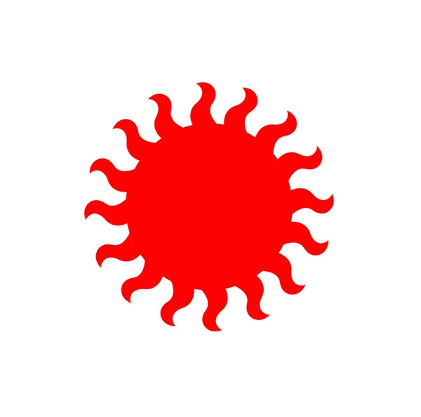 Rode Zon Vector Pictogram Witte Achtergrond — Stockvector