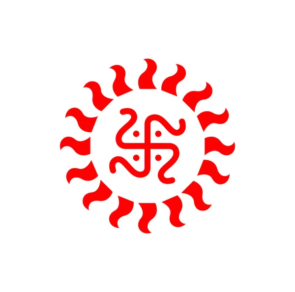 Röd Hakkors Med Solsymbol Swastika Och Sol Symbol — Stock vektor