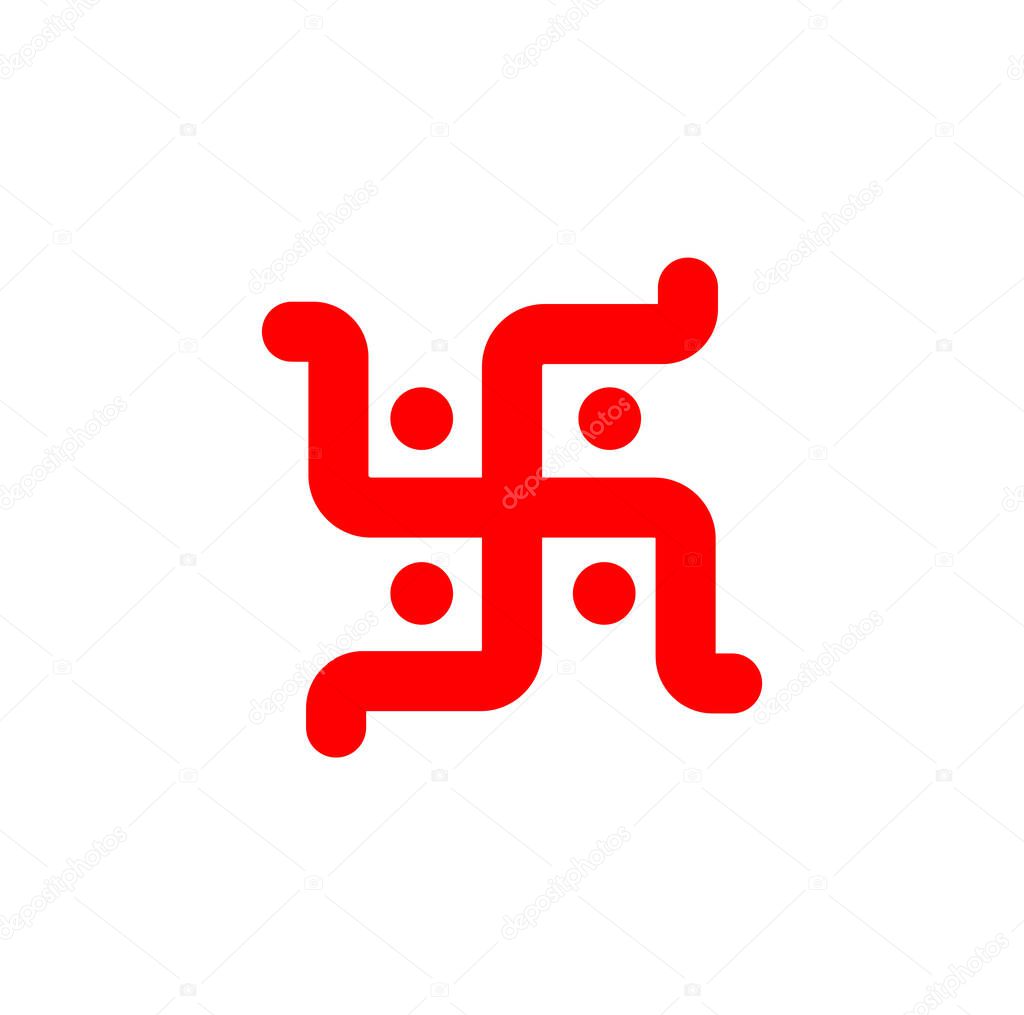 Hindu holy Swastika vector symbol. Red swastika icon.