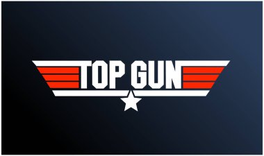 İki renkli Top Gun tipografi simgesi.