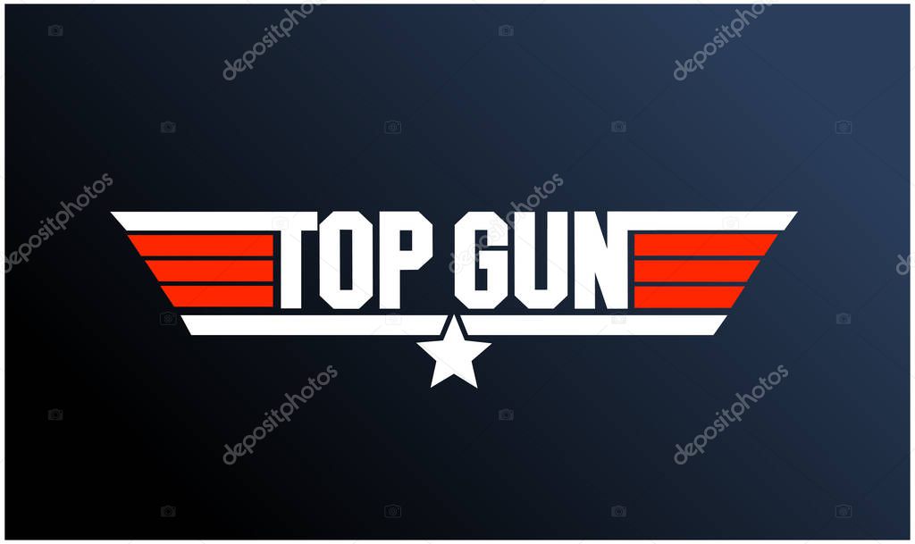 Top Gun typography icon with two colors.